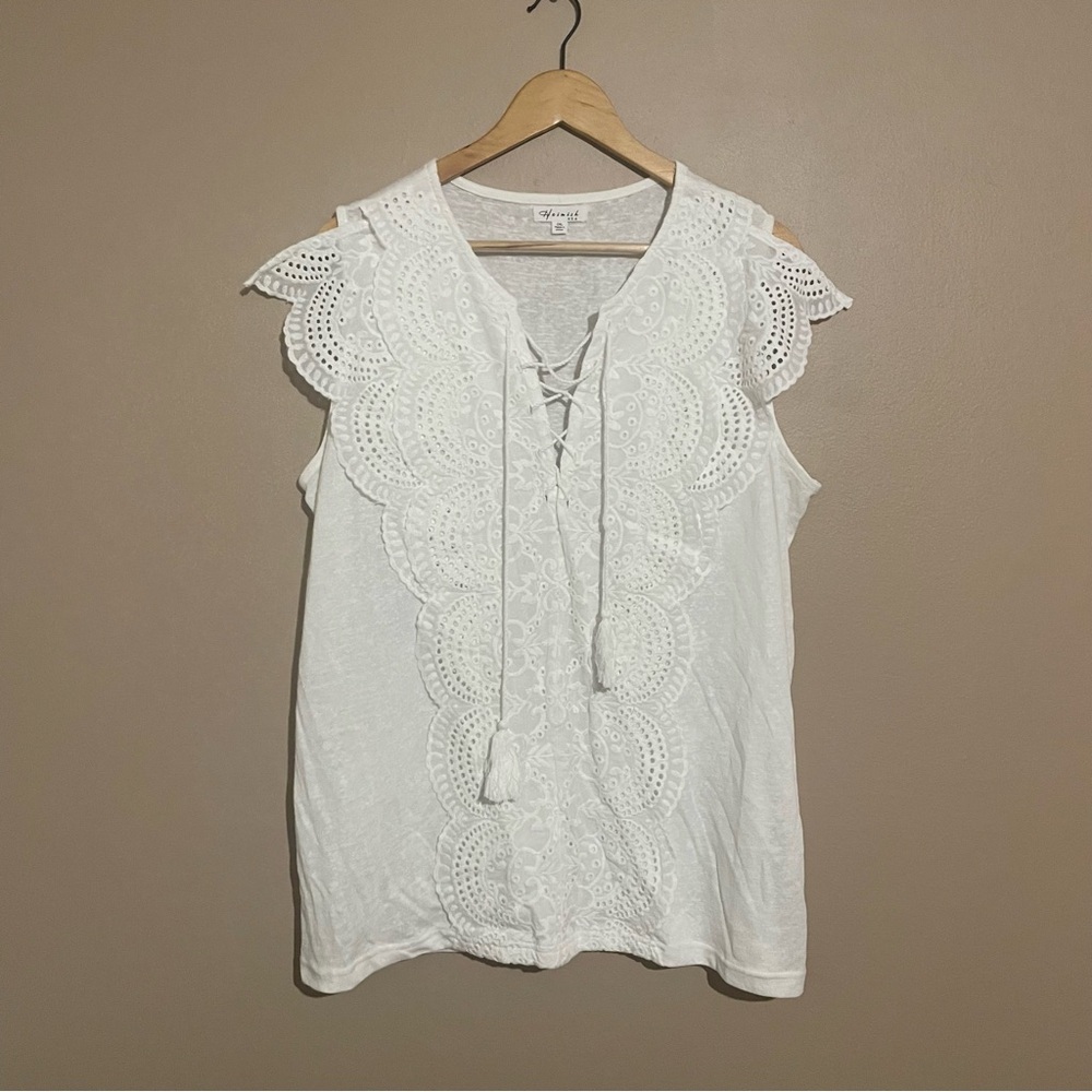 Heimish USA BoHo Sleeveless Lace Top in White